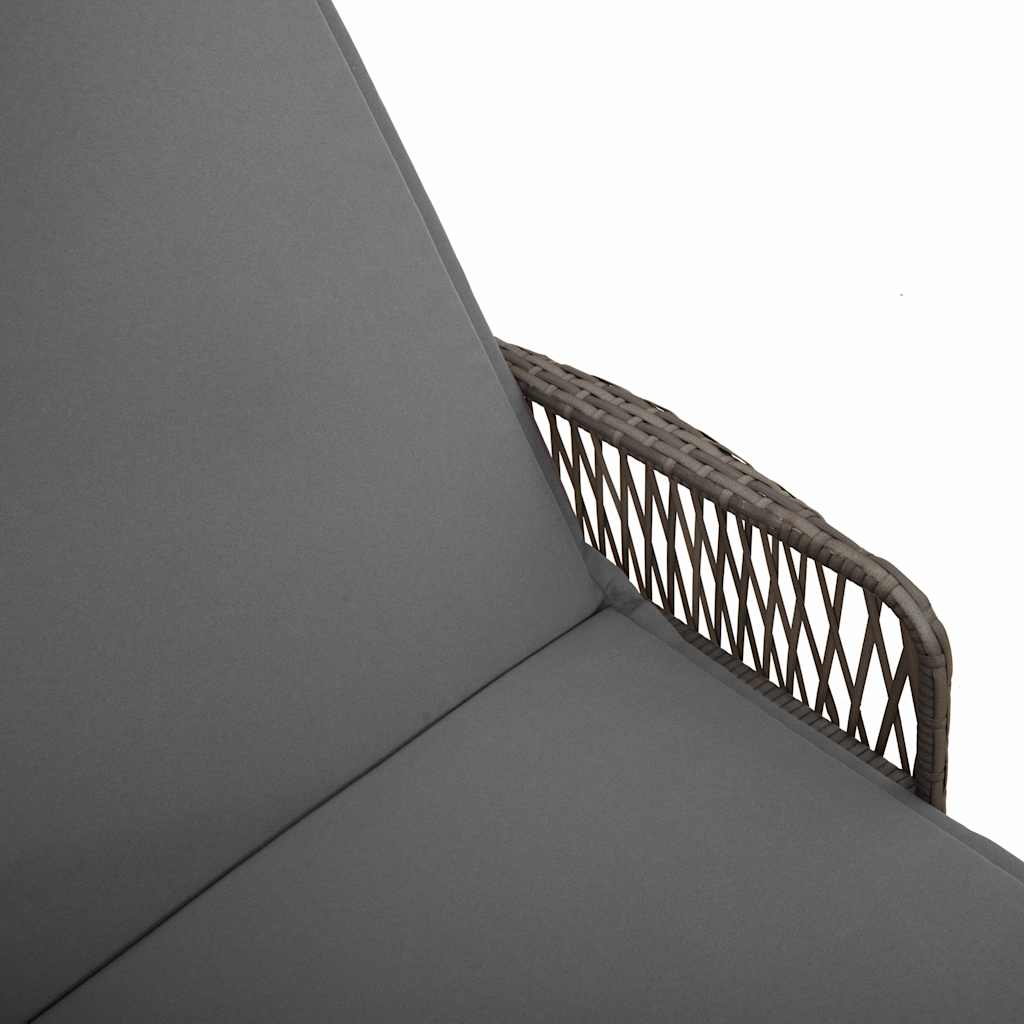 Sun lounger Reclining 2 pcs Grey 35 x 35 x 32cm Poly Rattan